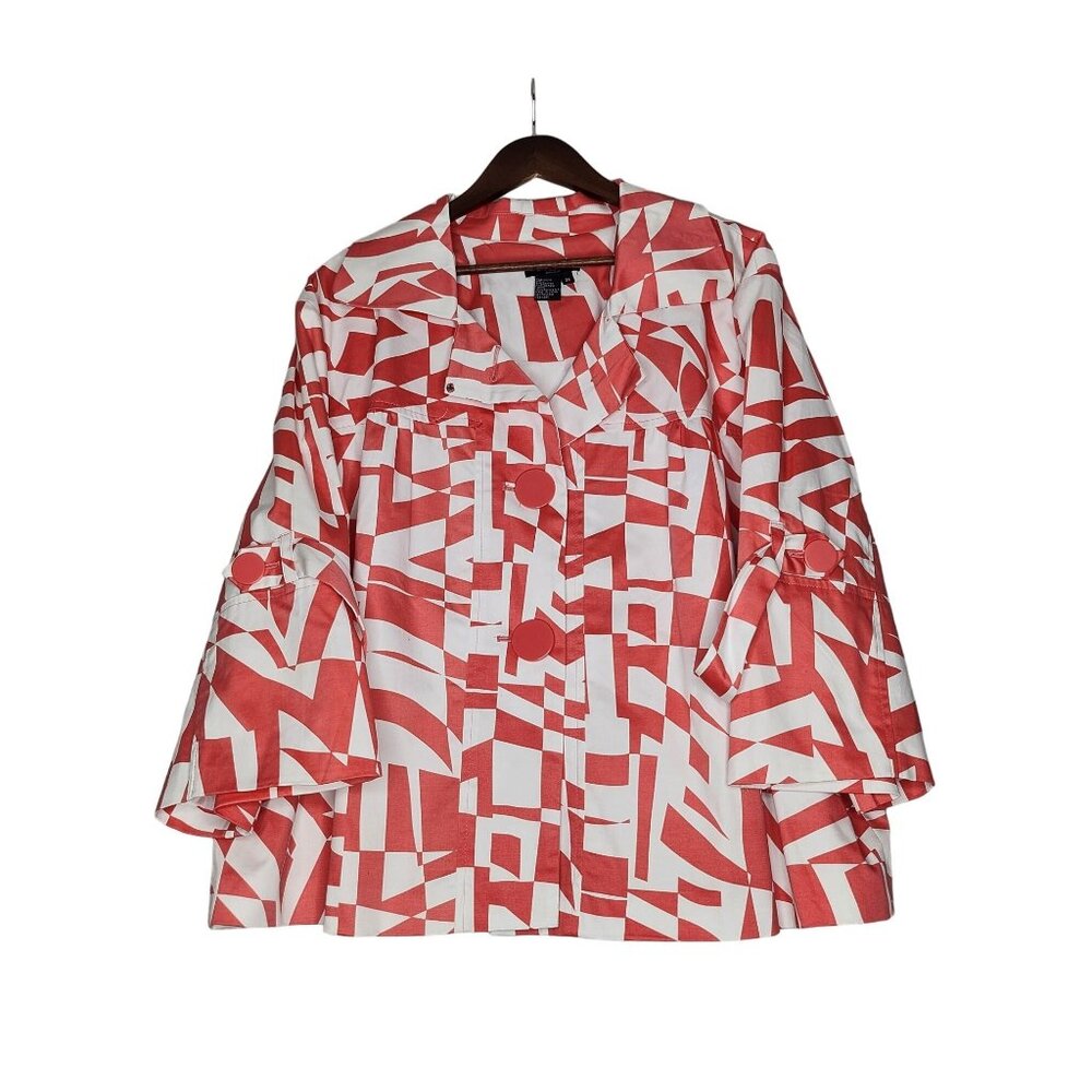 Sandro Sportswear Crop Jacket in Coral and White‎ Size 3X